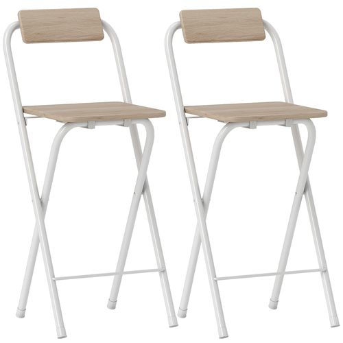 Lot De 2 Tabourets De Bar Pliants Avec Dossier Et Repose-pieds