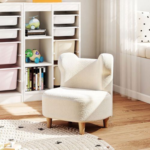Fauteuil Enfant Design Scandinave Forme Ours Tissu Polaire Beige
