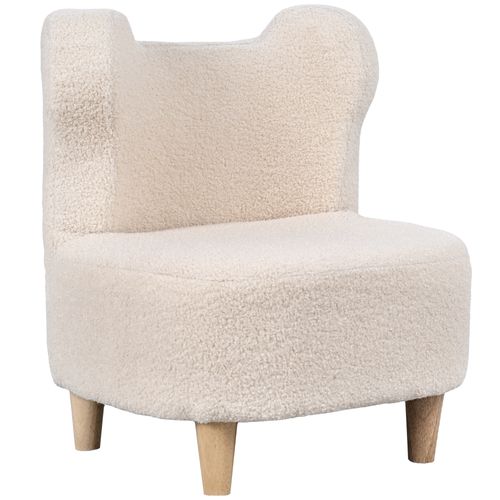Fauteuil Enfant Design Scandinave Forme Ours Tissu Polaire Beige