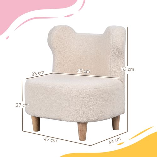 Fauteuil Enfant Design Scandinave Forme Ours Tissu Polaire Beige