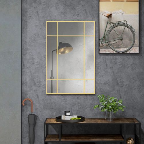 Miroir Mural Verrière Rectangulaire - Dim. 110l X 50h Cm - Métal