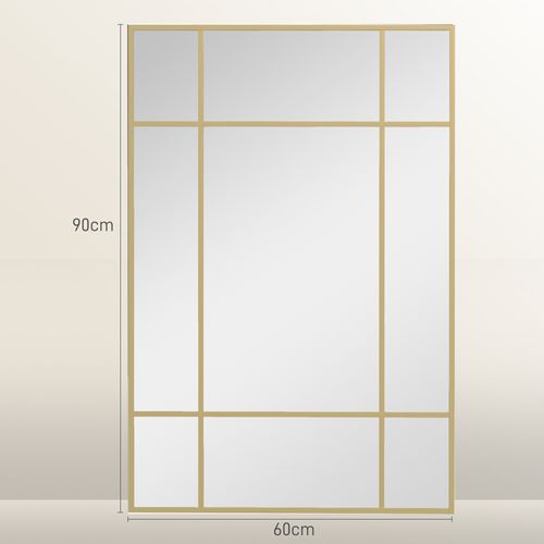 Miroir Mural Verrière Rectangulaire - Dim. 110l X 50h Cm - Métal