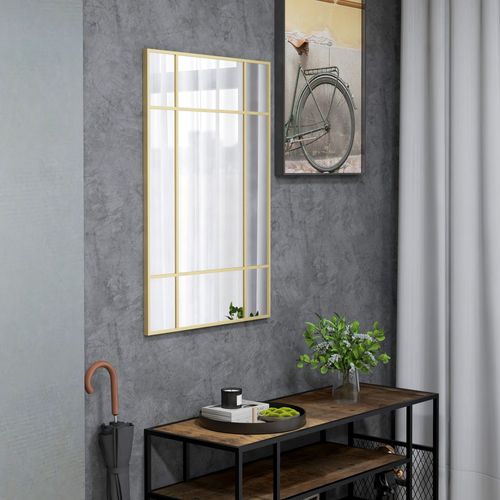 Miroir Mural Verrière Rectangulaire - Dim. 110l X 50h Cm - Métal
