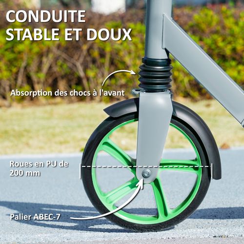 Trottinette Pliable Réglable Enfant Hip-hop Style Frein Métal Gris Vert