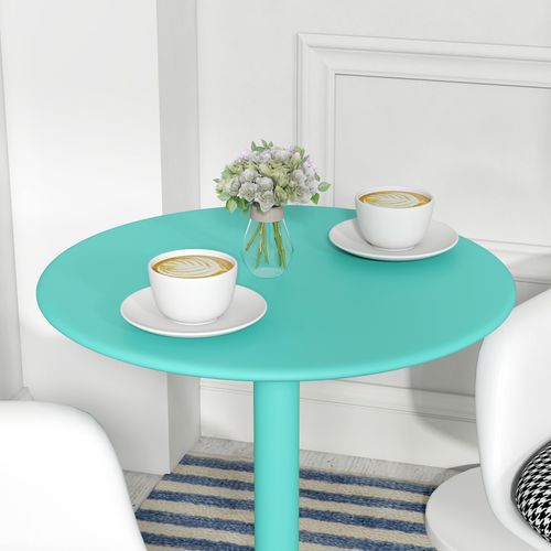 Table Ronde 2 Personnes Table à Manger Ronde Dia. 60 Cm Acier Bleu Turquoise