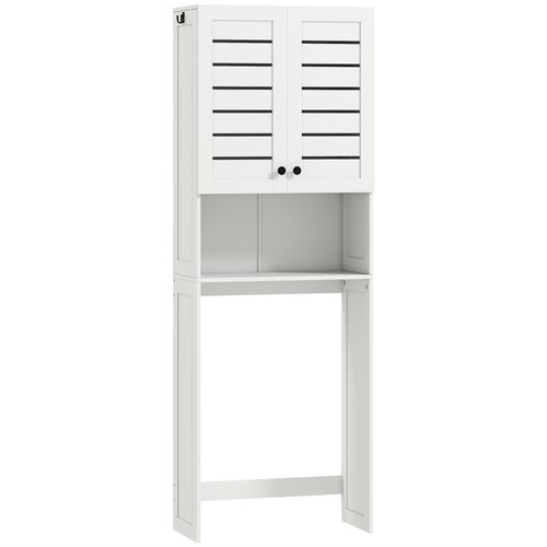 Meuble Wc Dessus Toilettes Style Classique Chic 2 Portes Étagère Niche Blanc