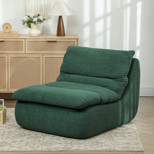 Fauteuil En Mousse Expansible Déhoussable Grand Confort Tissu Vert
