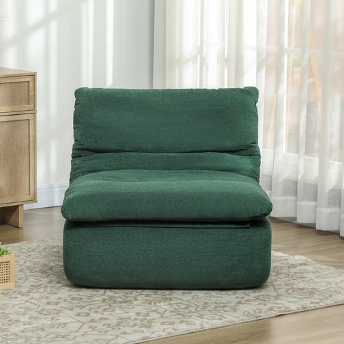 Fauteuil En Mousse Expansible Déhoussable Grand Confort Tissu Vert
