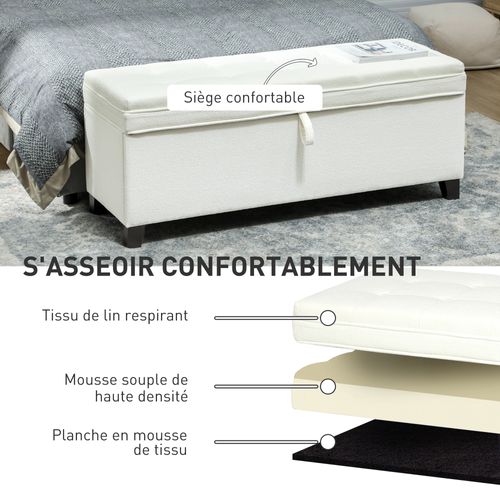 Banquette Bout De Lit Coffre Design Chesterfield Dim. 120 X 40 X 48 Cm Tissu