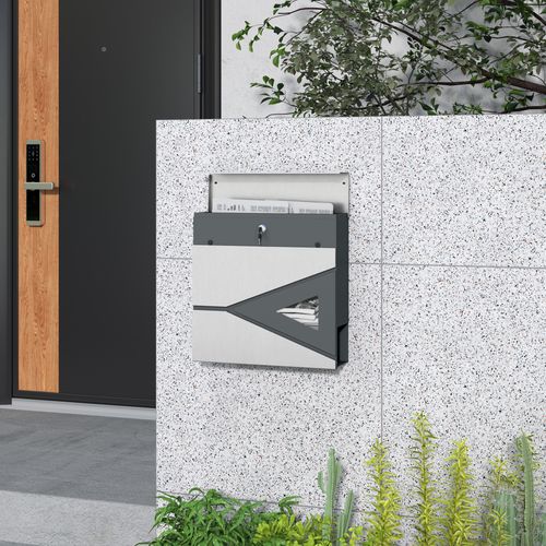Boîte Aux Lettres Murale Design Verrouillable Avec Fenêtre Kit Visserie Inclus