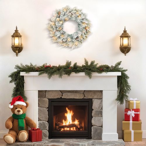 Couronne De Noël LED X 35 Dia. 60 Cm Pommes De Pin