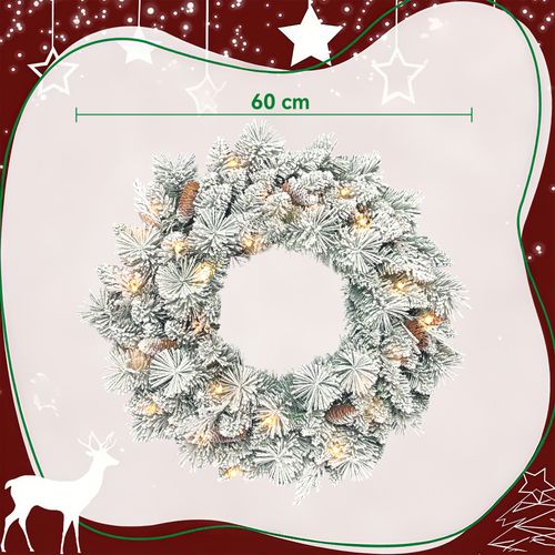Couronne De Noël LED X 35 Dia. 60 Cm Pommes De Pin