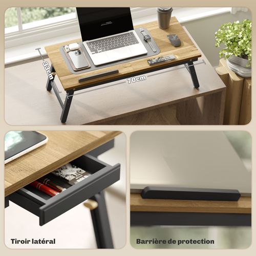 Table De Lit Pliable Réglable Inclinable Pour Ordinateur Bambou Mdf