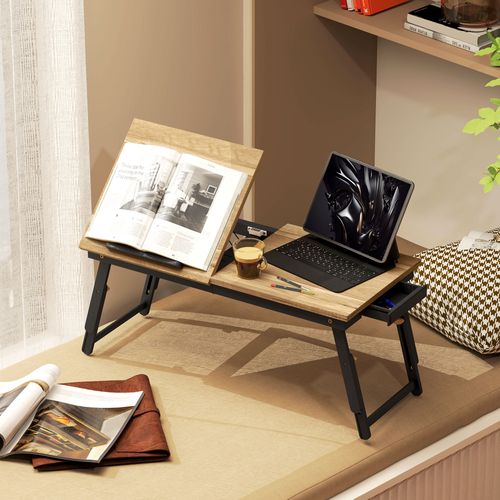Table De Lit Pliable Réglable Inclinable Pour Ordinateur Bambou Mdf