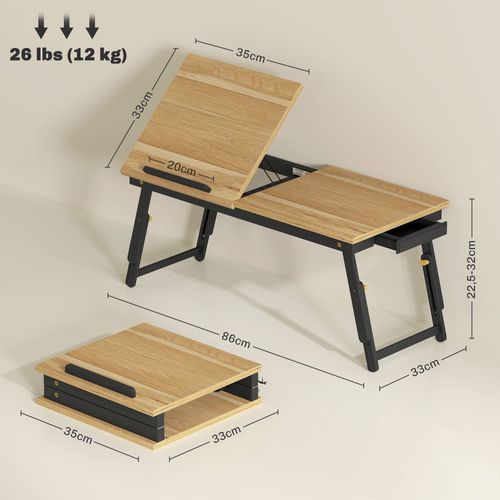 Table De Lit Pliable Réglable Inclinable Pour Ordinateur Bambou Mdf