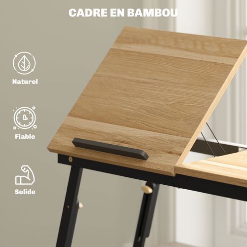 Table De Lit Pliable Réglable Inclinable Pour Ordinateur Bambou Mdf