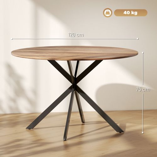 Table Ronde Bois 4 Personnes Dia. 120 Cm Style Industriel