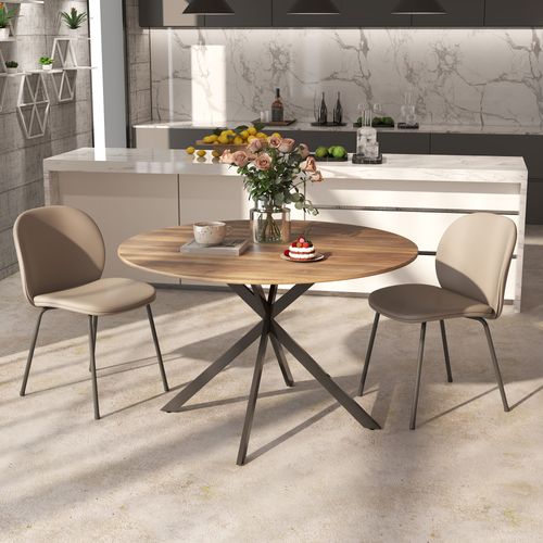 Table Ronde Bois 4 Personnes Dia. 120 Cm Style Industriel