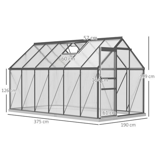 Serre De Jardin Polycarbonate Alu 7 M² Gris