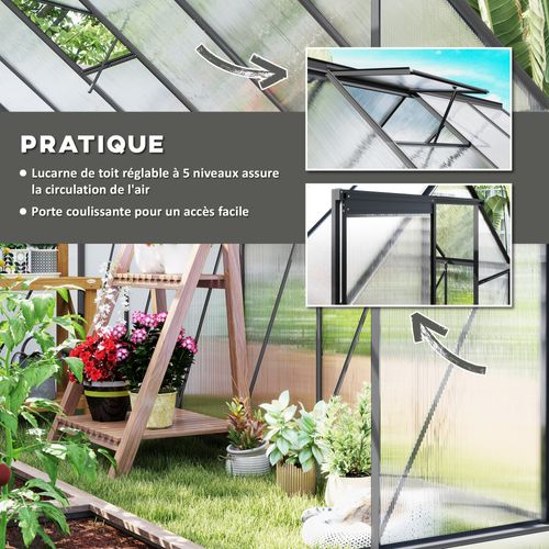 Serre De Jardin Polycarbonate Alu 7 M² Gris
