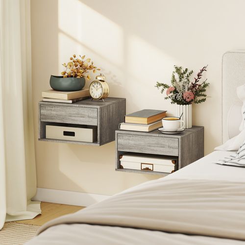 Lot De 2 Chevets Suspendus Tiroir Niche