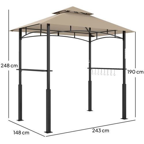 Abri Pour Barbecue - Étagères, Crochets, LED - Métal Noir Tissu