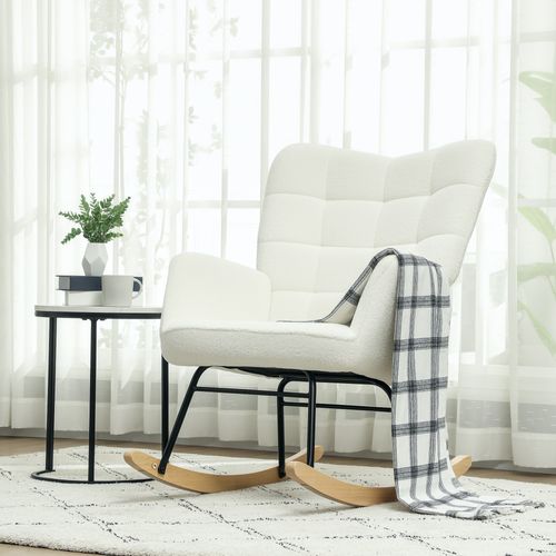 Fauteuil à Bascule Rocking Chair Design Effet Laine Bouclé