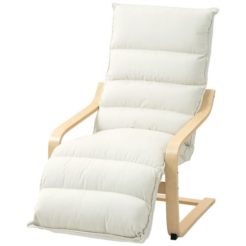 Fauteuil Salon Style Nordique Bois Coussin Matelassé Crème