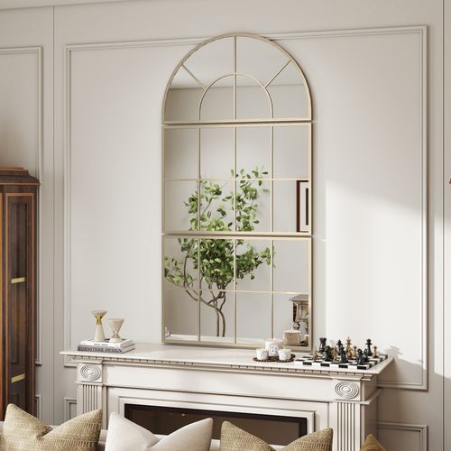 Miroir Mural Style Verrière Ensemble De 3 Pièces Métal Verre