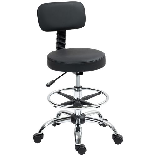 Tabouret Ergonomique Assise Haute Réglable 50-64cm Pivotant Avec Dossier