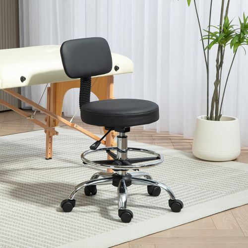 Tabouret Ergonomique Assise Haute Réglable 50-64cm Pivotant Avec Dossier