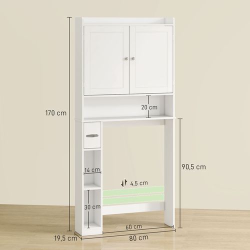 Meuble Wc Dessus Toilettes 2 Portes Étagère 3 Niches Distributeur Papier