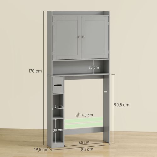 Meuble Wc Dessus Toilettes 2 Portes Étagère 3 Niches Distributeur Papier