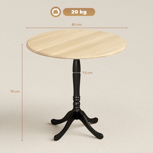 Table à Manger Ronde 4 Personnes Style Baroque Effet Bois