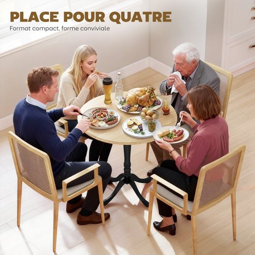 Table à Manger Ronde 4 Personnes Style Baroque Effet Bois
