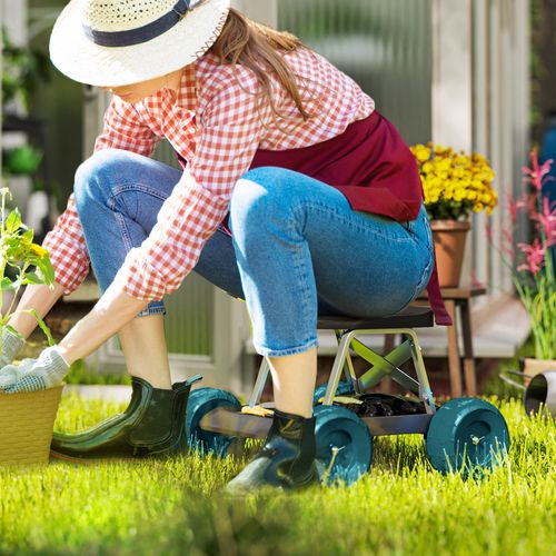 Tabouret De Jardinage Sur Roues - Plateau à Outils Intégré