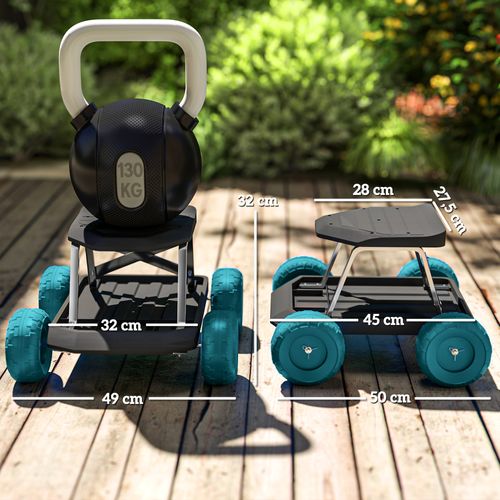 Tabouret De Jardinage Sur Roues - Plateau à Outils Intégré