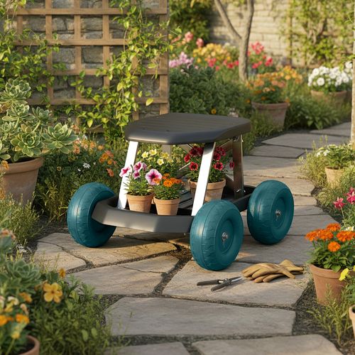 Tabouret De Jardinage Sur Roues - Plateau à Outils Intégré