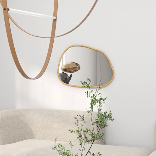 Miroir Mural Décoratif Forme Organique Bois Verni