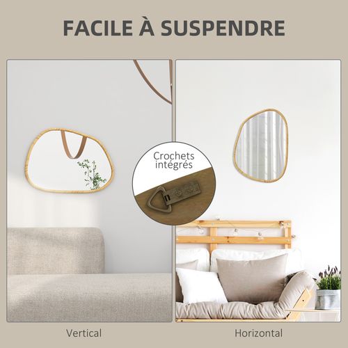 Miroir Mural Décoratif Forme Organique Bois Verni