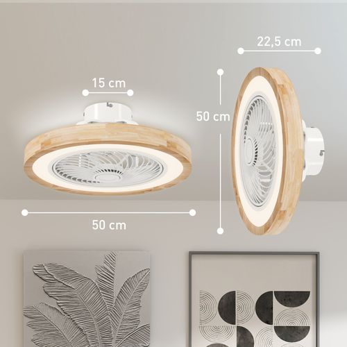 Ventilateur Plafond LED Réversible Réglable Dia.50 Cm Avec Télécommande