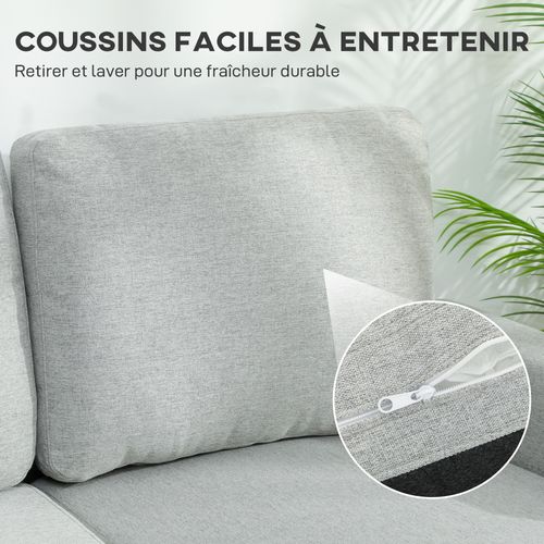 Canapé D'angle Convertible Réversible 3 Places Avec Coffre Tissu Gris Clair