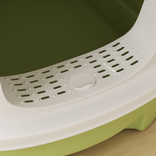 Maison De Toilette Pour Chat Porte Translucide Pelle Vert