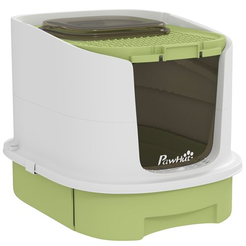 Maison De Toilette Pour Chat Porte Translucide Pelle Vert