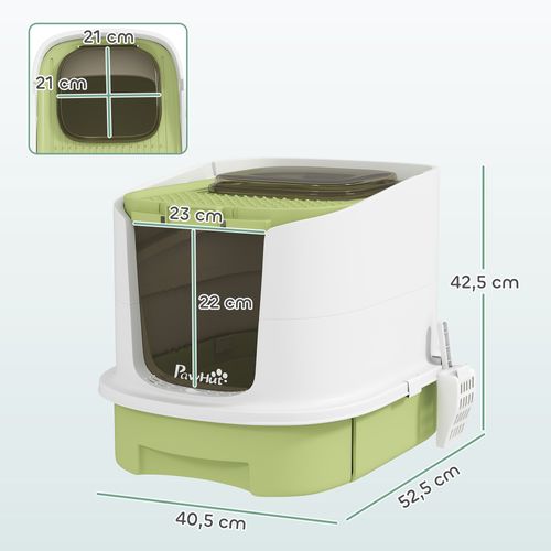 Maison De Toilette Pour Chat Porte Translucide Pelle Vert