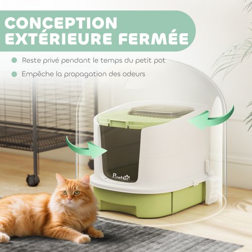 Maison De Toilette Pour Chat Porte Translucide Pelle Vert