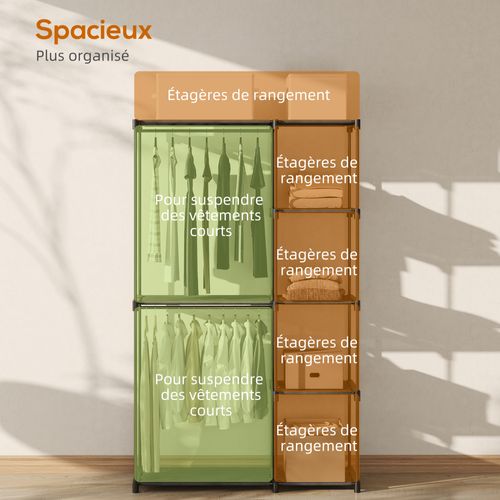 Armoire Penderie 3 Barres De Suspension 4 Étagères Métal Pvc Non Tissé Noir