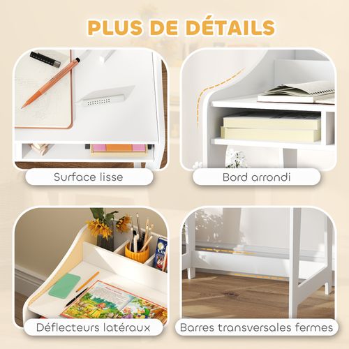 Ensemble Bureau Et Chaise Enfant 5 Compartiments De Rangement