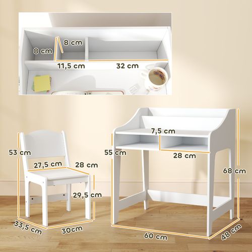Ensemble Bureau Et Chaise Enfant 5 Compartiments De Rangement