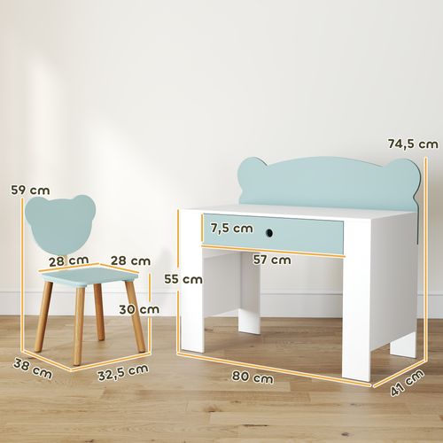 Ensemble Bureau Et Chaise Enfant Design Ourson Grand Tiroir
